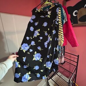 Studio I Black Dress with Blue Floral Accents